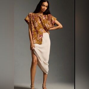 Anthropologie Pilcro Short Sleeve Batwing Button Up Blouse 100% Cotton Size S/M